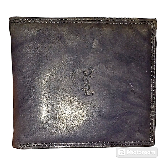 AUTHENTIC YSL VERY RARE MARBLE LEATHER BIFOLD WALLET PRISTINE CONDITION UNISEX - Picture 1 of 10